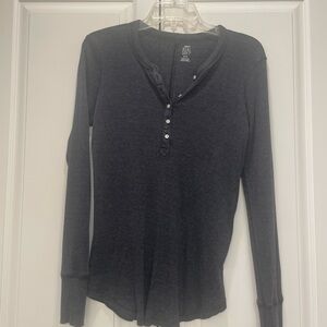 Aerie Black Fitted Long Sleeve Button Down Shirt